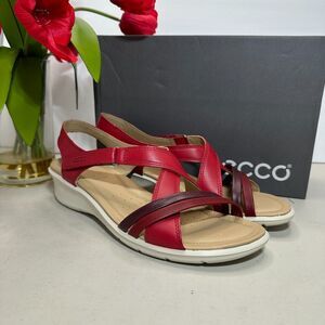 New Ecco Felicia Leather Wedge Sandal Chili Red 216513 Women's 11-11.5/EU42 NWB